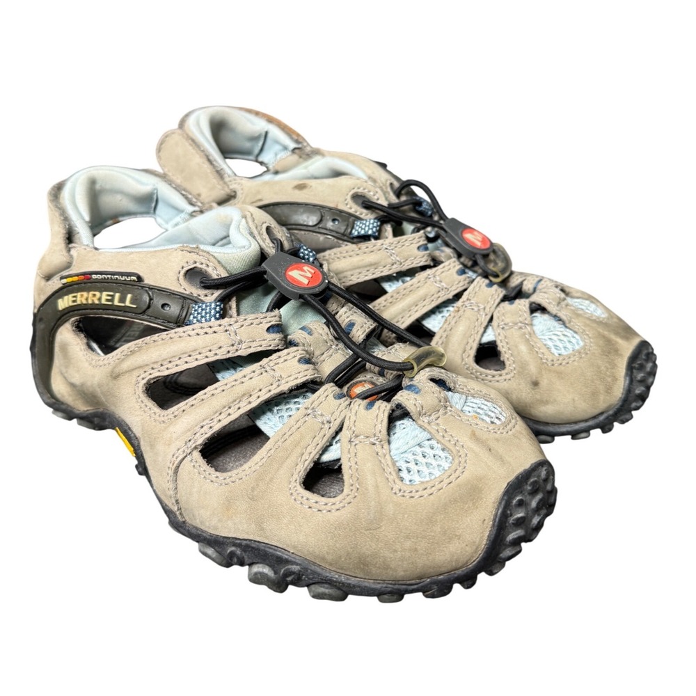 Merrell Chameleon II Stretch Web Leather Hiking Sandals Kangaroo Blue Womens 7